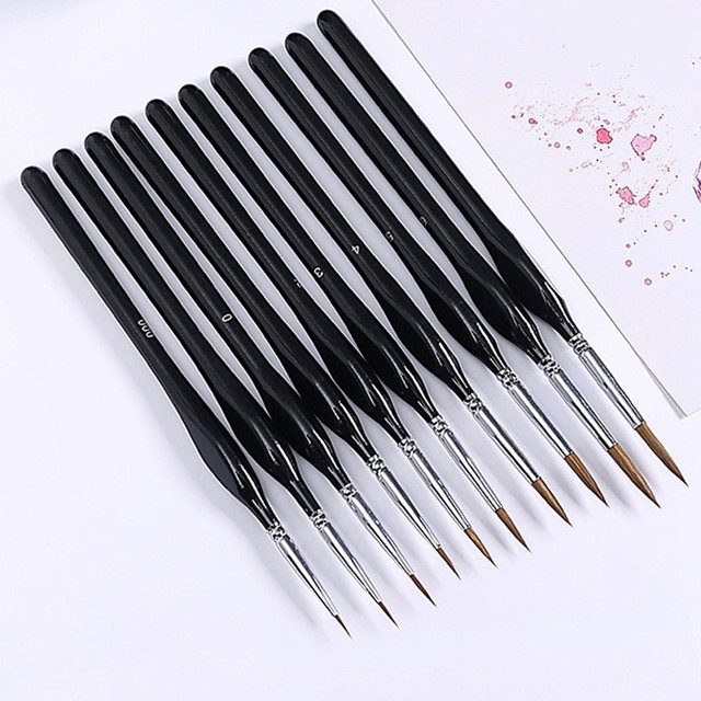 10pcs Small Fine Tip Paintbrushes Micro Detail Paint Brush Set Triangular  Grip Handles Art Brushes Perfect For Pack Of Pens - AliExpress